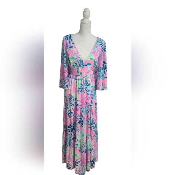 LILLY PULITZER Floral Pink and Blue Maxi Dress - Picture 6 of 14